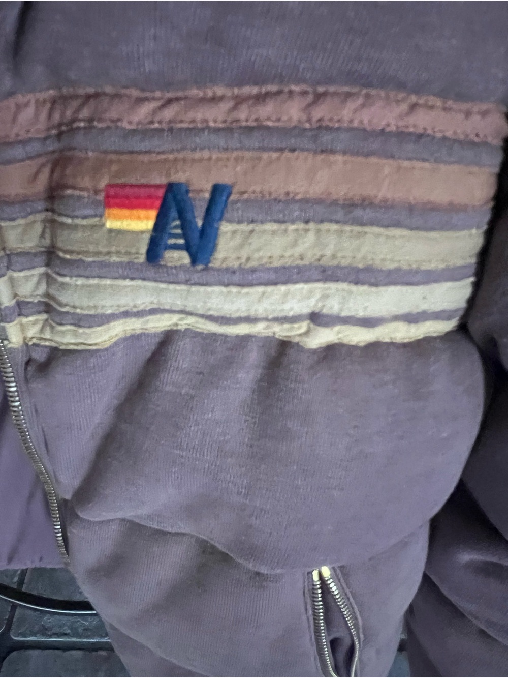 Aviator Nation Jacket -5 STRIPE FADED APRES - FADED MOCHA - Picture 6 of 6